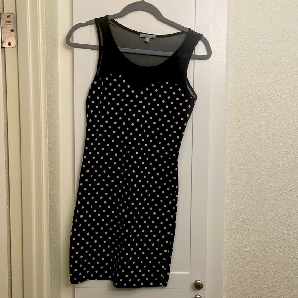 Black and white polkadot dress